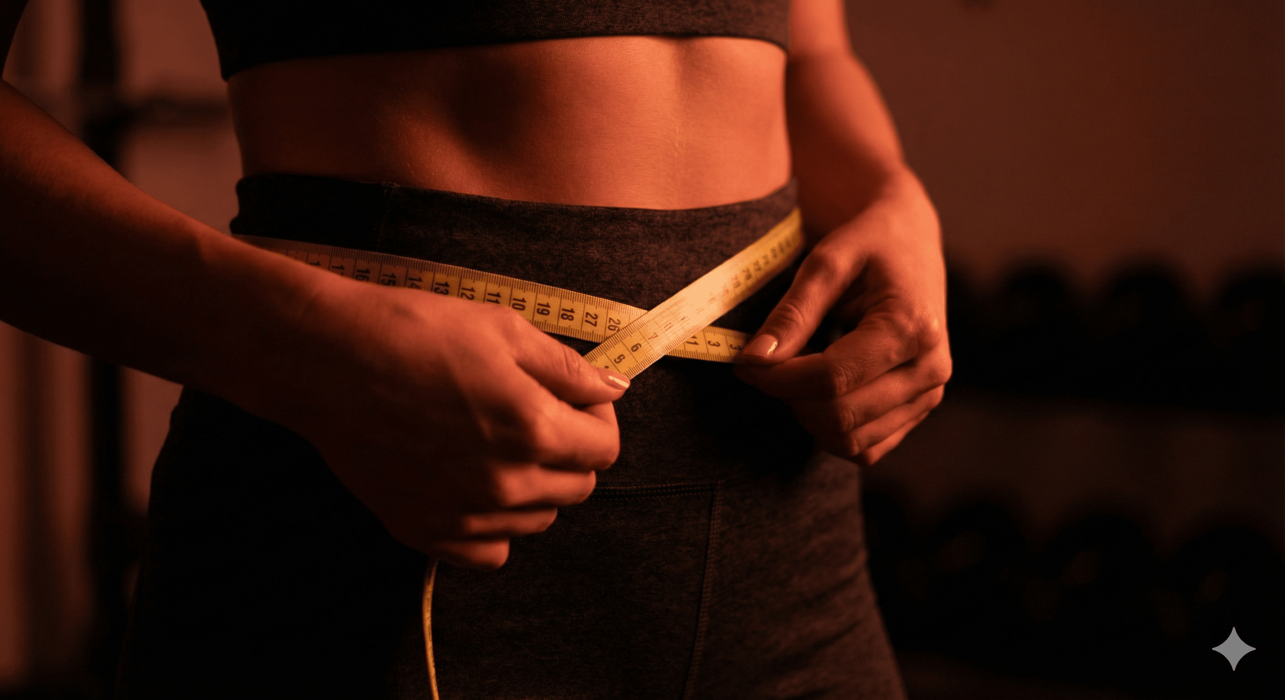 Women holding tape measure around waist for body measurements